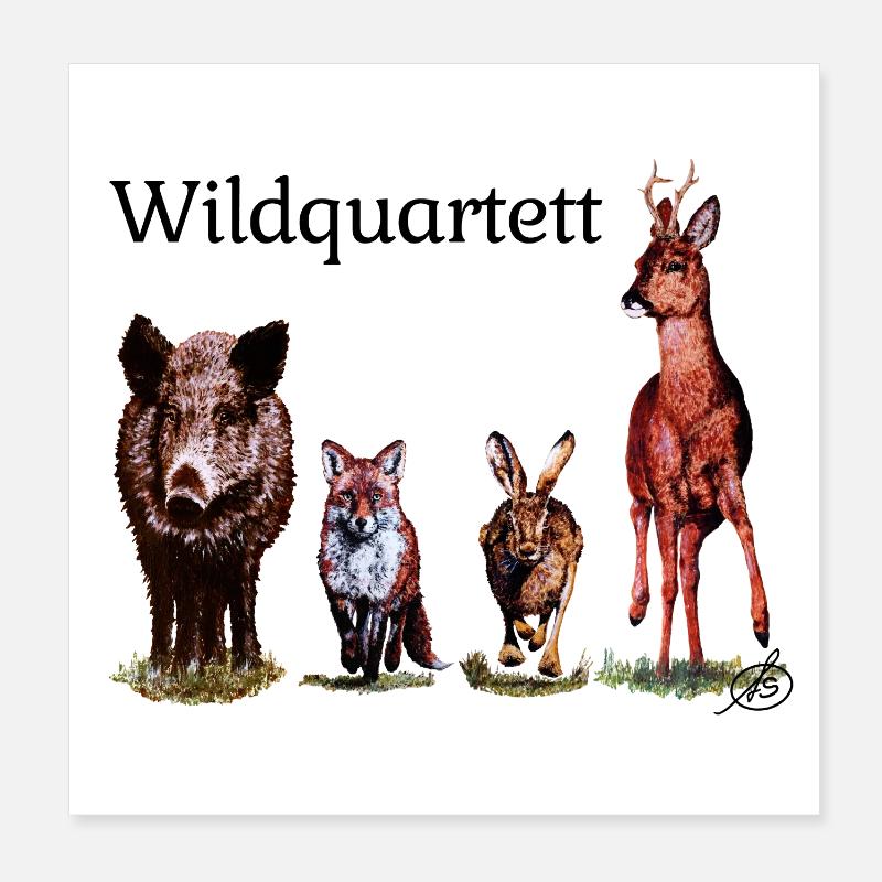 Wild-Quartett Poster 20x20 cm