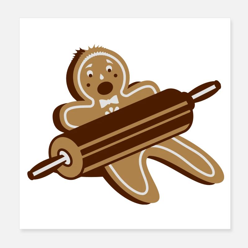 A rolling pin and a gingerbread man Poster 8" x 8" (20x20 cm)