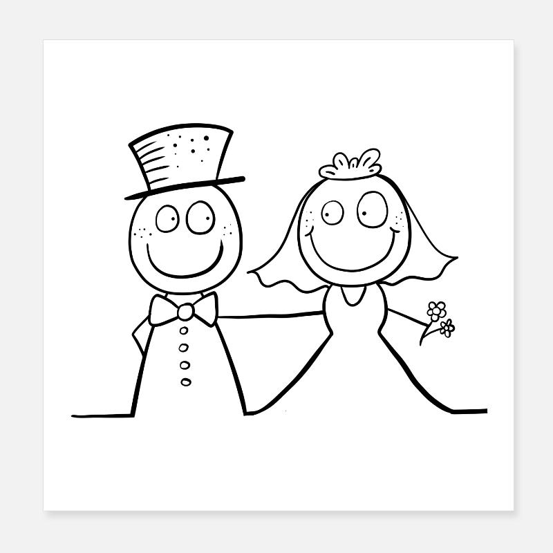 Funny wedding bridal couple Poster 8" x 8" (20x20 cm)