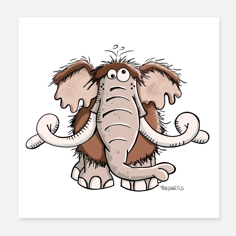 Das Mammut - Poster 20x20 cm - Weiß