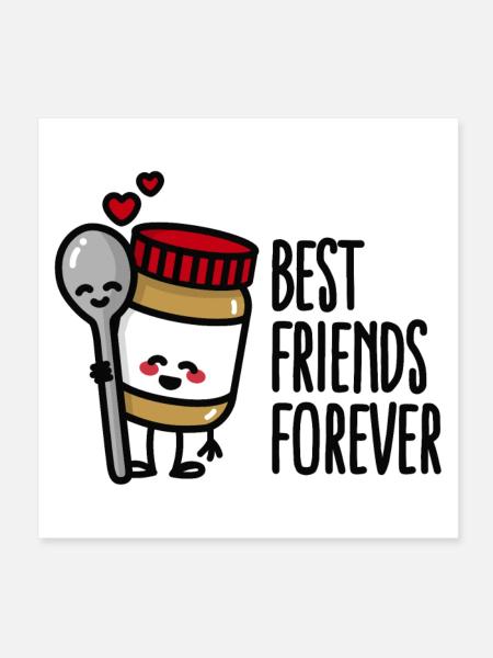 Best friends forever peanut butter / spoon BFF - Poster 20x20 cm - Weiß - Vorne