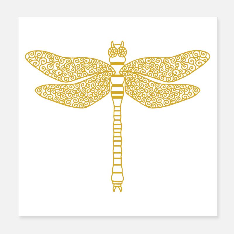 Libellule en or Poster 20 x 20 cm