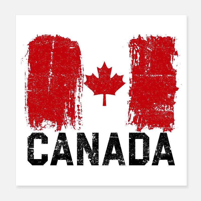 Art de feuilles d’érable avec drapeau du Canada Grunge Poster 20 x 20 cm