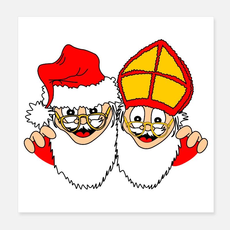 Sinterklaas und Weihnachtsmann Poster 20x20 cm