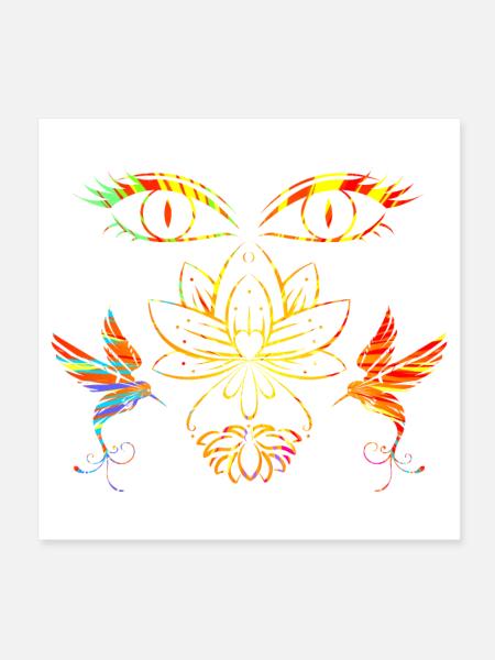 Visage zen - Poster 20 x 20 cm - blanc