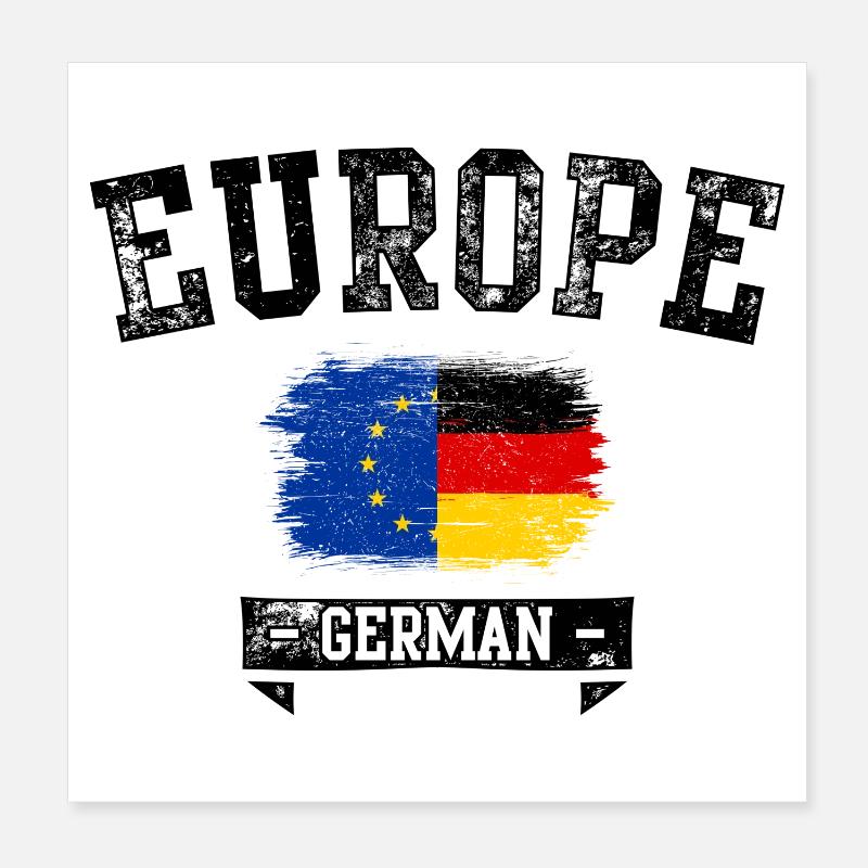 EU Deutschland Flagge Pinselmischung - Poster 20x20 cm - Weiß