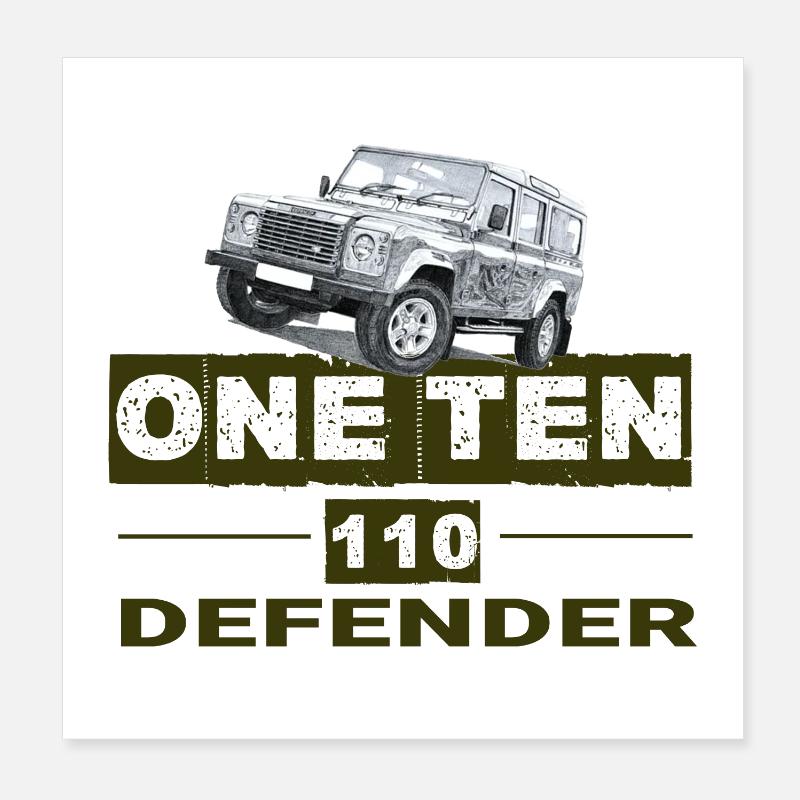 One Ten Defender 110 - Poster 20 x 20 cm - blanc