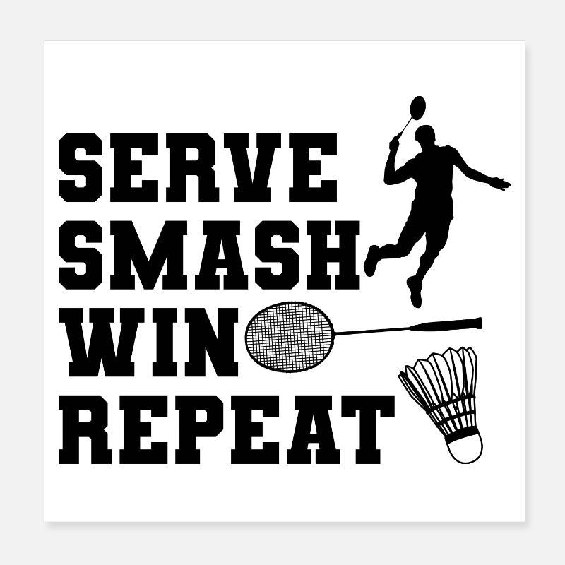 Serve Smash Win Repeat Poster 20x20 cm