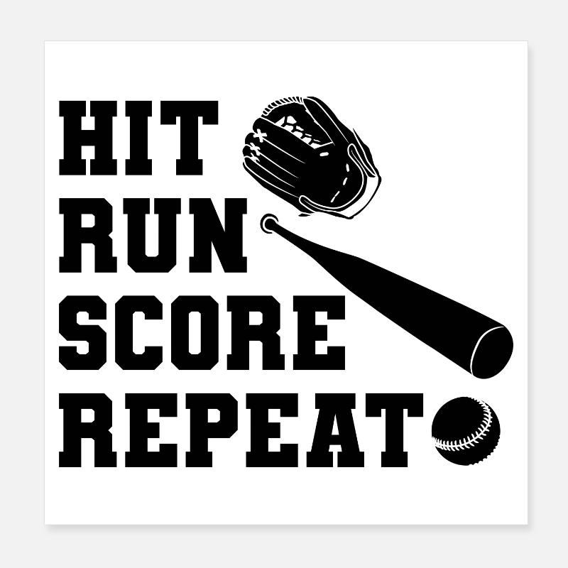 Baseball Hit Run Score Poster 8" x 8" (20x20 cm)
