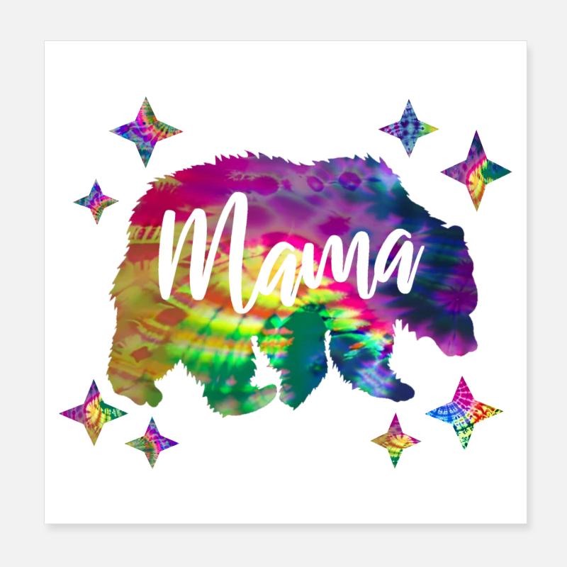 Mamabär Bärin Bunt Tie Dye Batik Poster 20x20 cm