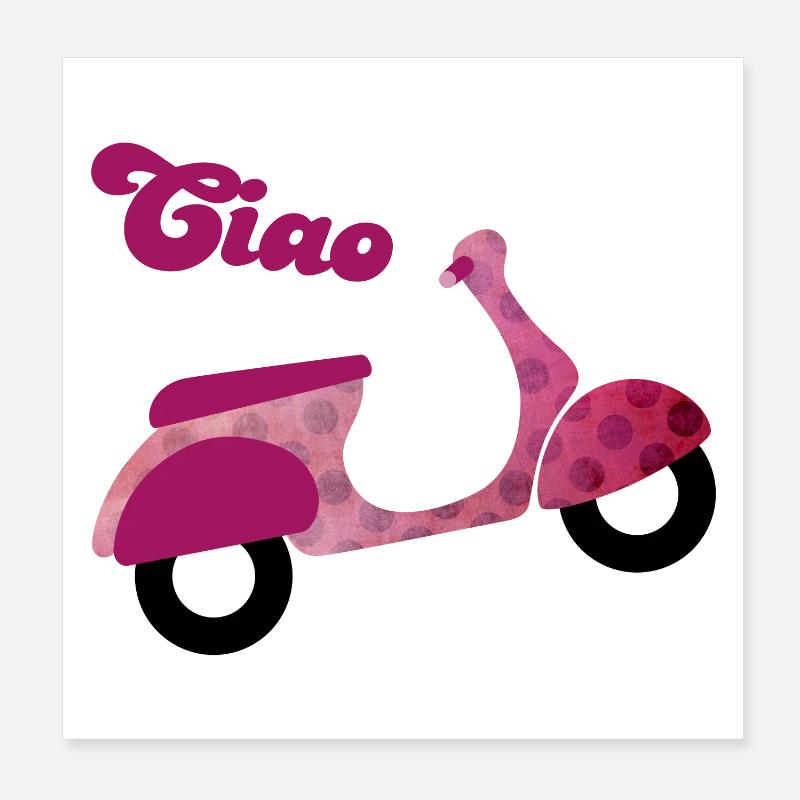 Roller Ciao Italien Urlaub Punkt Dots Lebensfreude Poster 20x20 cm