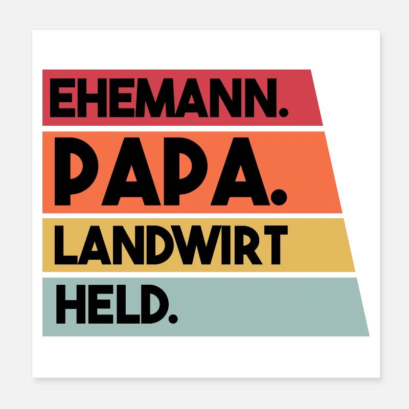 Ehemann Papa Landwirt Held Poster 20x20 cm
