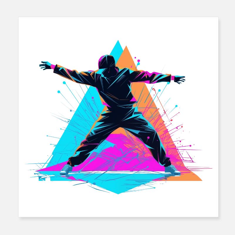 Retro Farben Breakdance Poster 20x20 cm