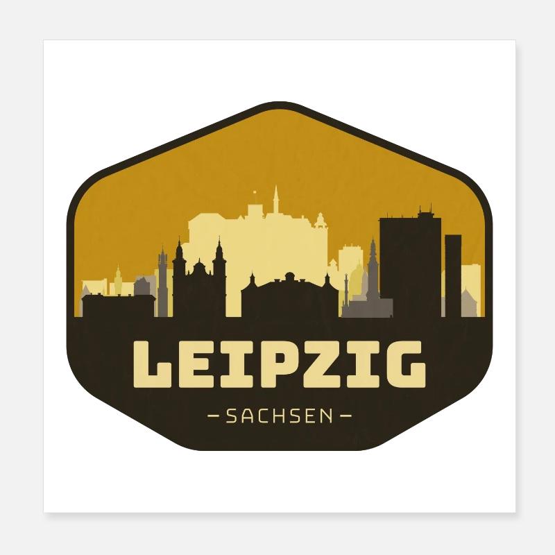Leipzig Skyline - Poster 20x20 cm - Weiß