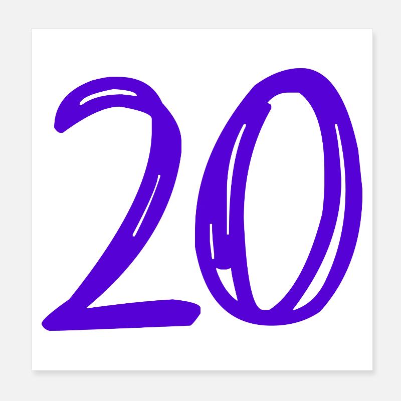 20. 20 ANS. 20e ANNIVERSAIRE. ANNIVERSAIRE 20 ANS. Poster 20 x 20 cm