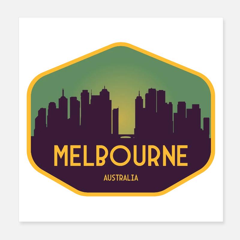 Coucher de soleil sur les toits de Melbourne Poster 20 x 20 cm