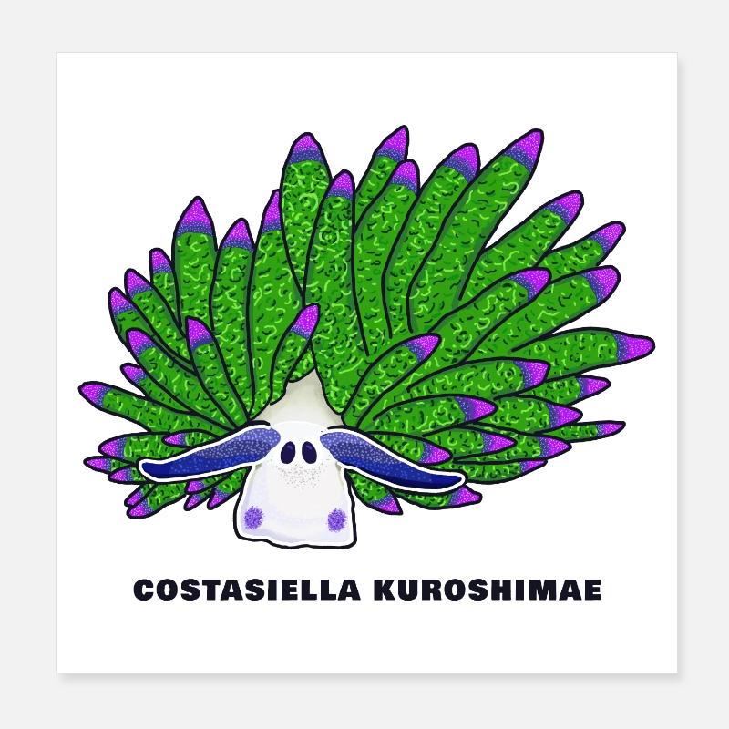 Leaf Sheep Snail, Drawing Poster 8" x 8" (20x20 cm)