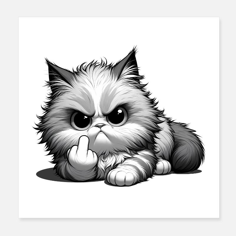 Chat avec un majeur coquin Poster 20 x 20 cm