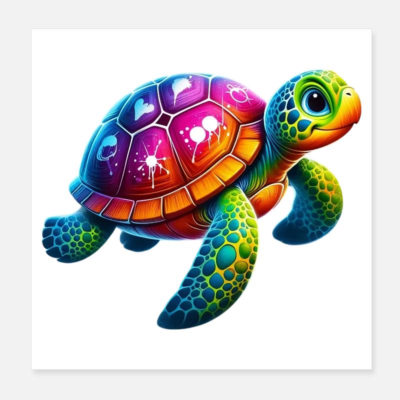 Turtle Poster 8" x 8" (20x20 cm)