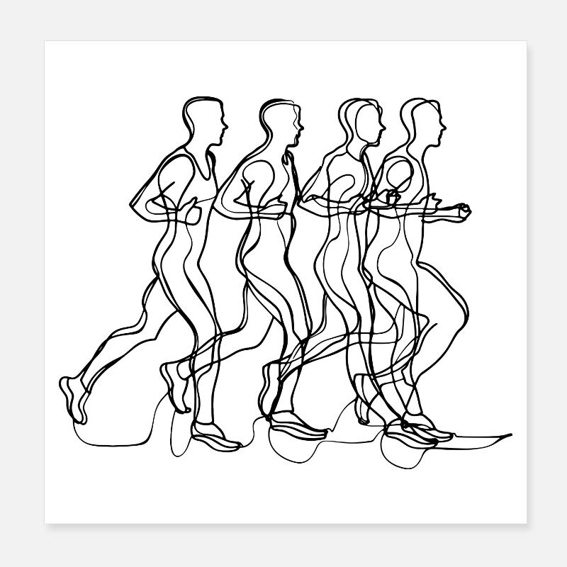 Dessin du coureur Poster 20 x 20 cm