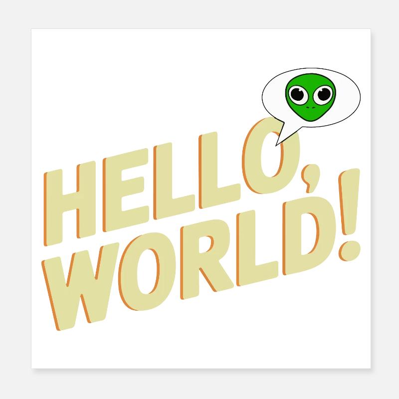 Verspieltes Alien Hello World Design Poster 20x20 cm