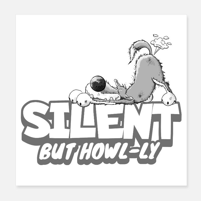 Wolf Pupst Spruch I Furzendes Wildtier Cartoon - Poster 20x20 cm - Weiß