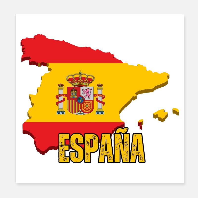 Drapeau de l’Espagne, carte drapeau de l’Espagne Poster 20 x 20 cm