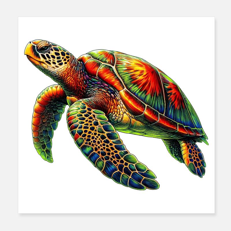 Sea turtle Poster 8" x 8" (20x20 cm)