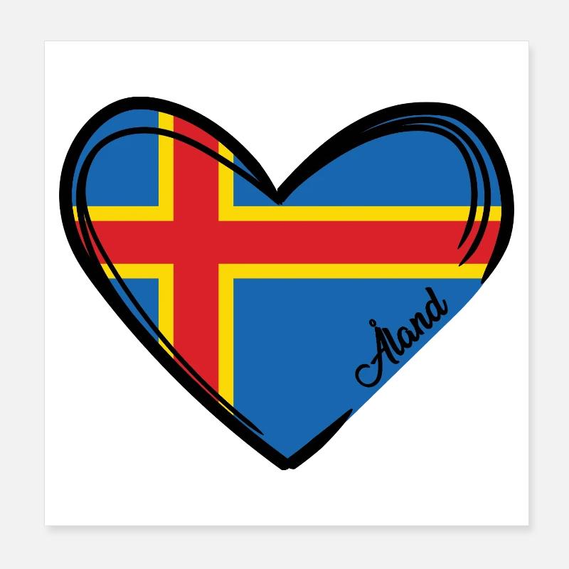 Åland - Schweden - Herz Poster 20x20 cm