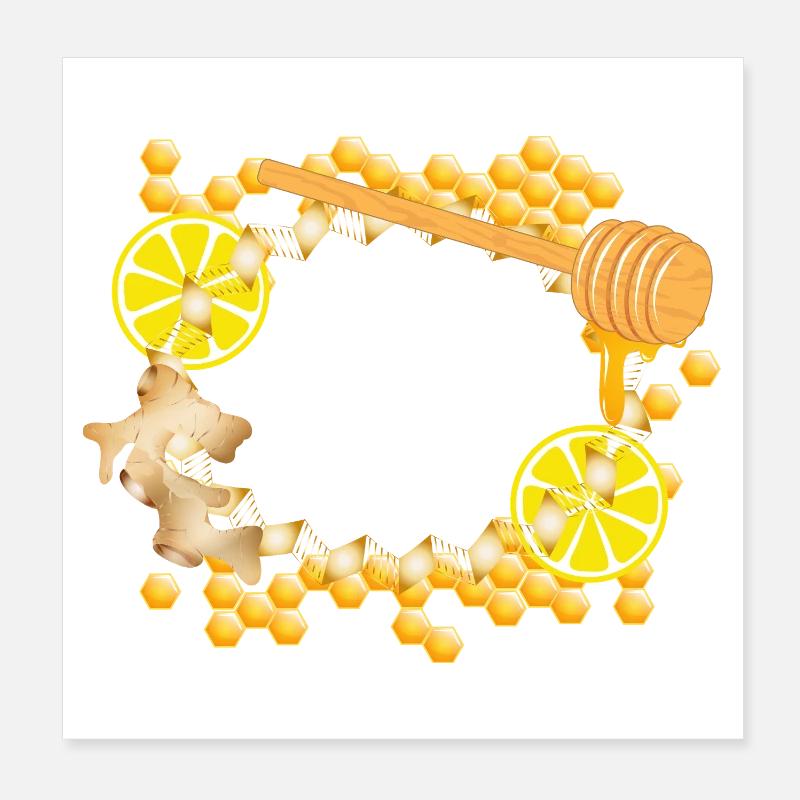 Ginger-Lemon-Honey Frame – Feel-Good Motif Poster 8" x 8" (20x20 cm)