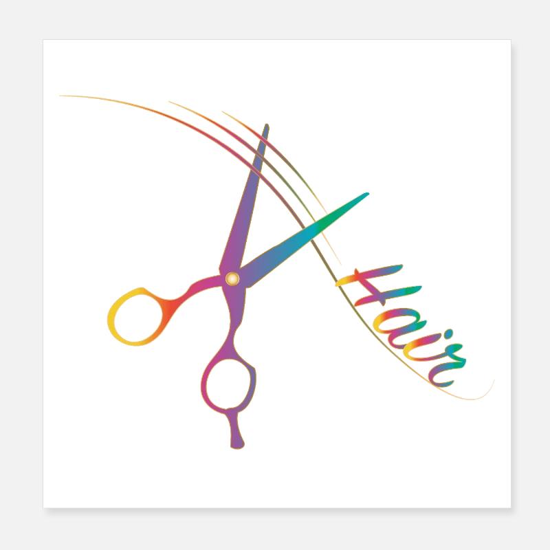 Ciseaux de coiffure colorés avec balançoire – style créatif Poster 20 x 20 cm