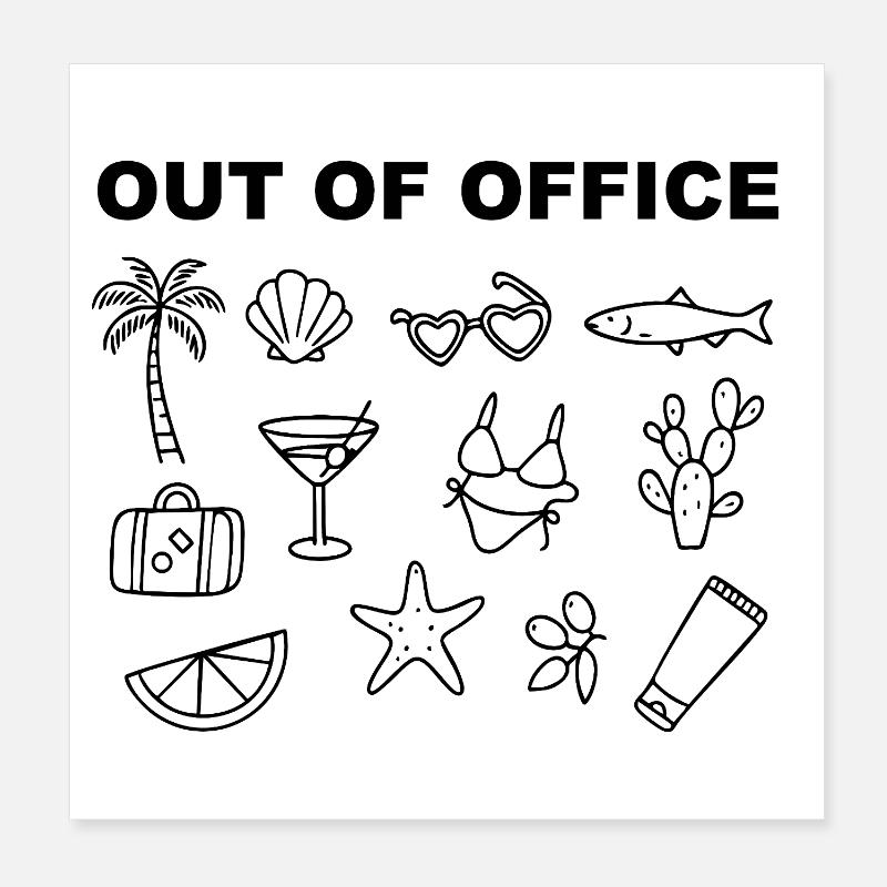 Absent du bureau Poster 20 x 20 cm