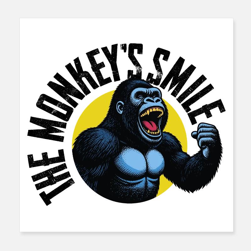Brüllender Gorilla im Vintage-Stil Poster 20x20 cm