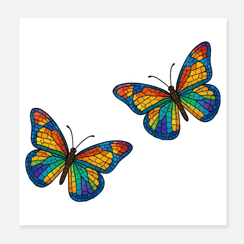 Conception de papillons en mosaïque colorée Poster 20 x 20 cm