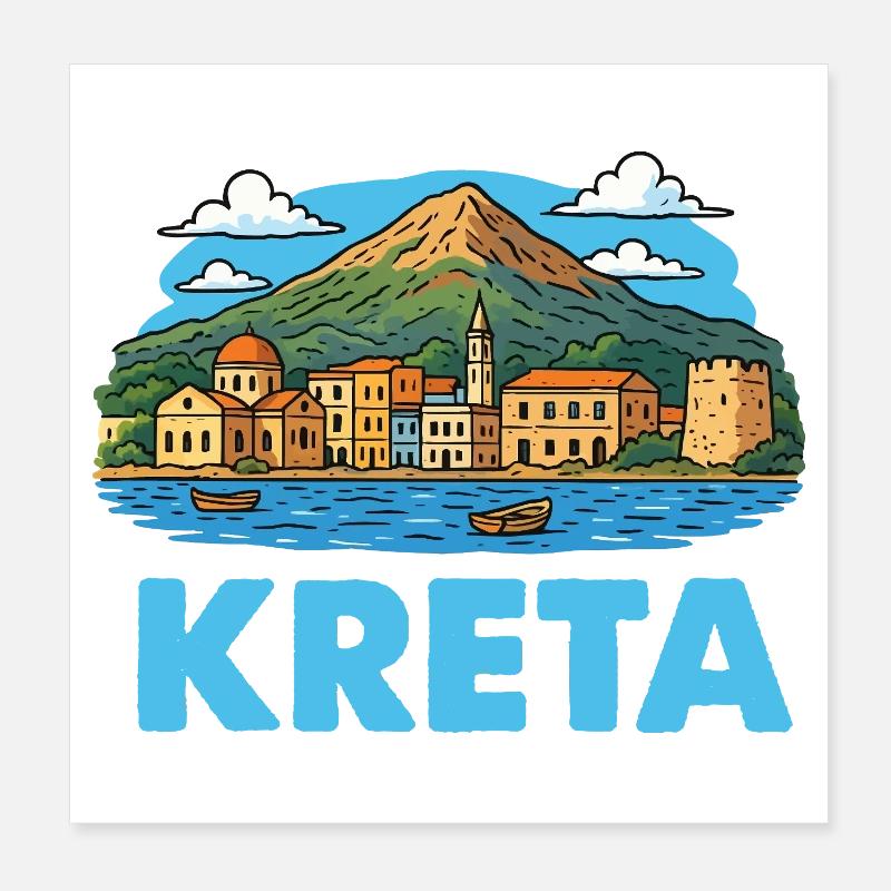 Crete Island Poster 8" x 8" (20x20 cm)