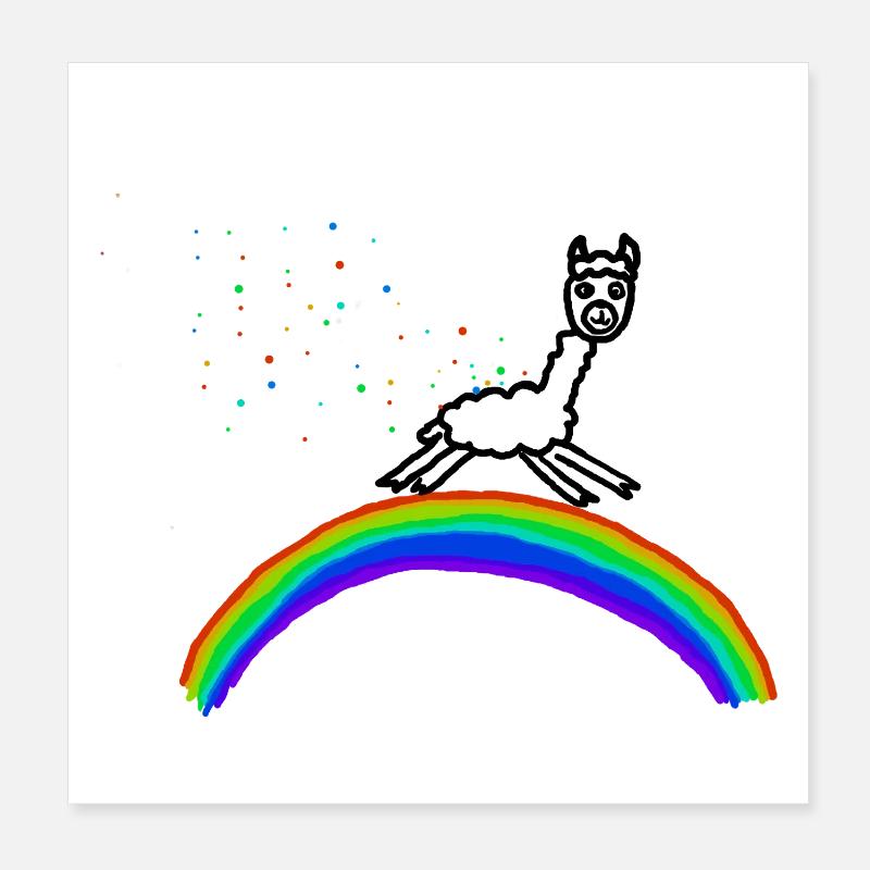 Regenbogen Alpaka Konfetti Muster Poster 20x20 cm