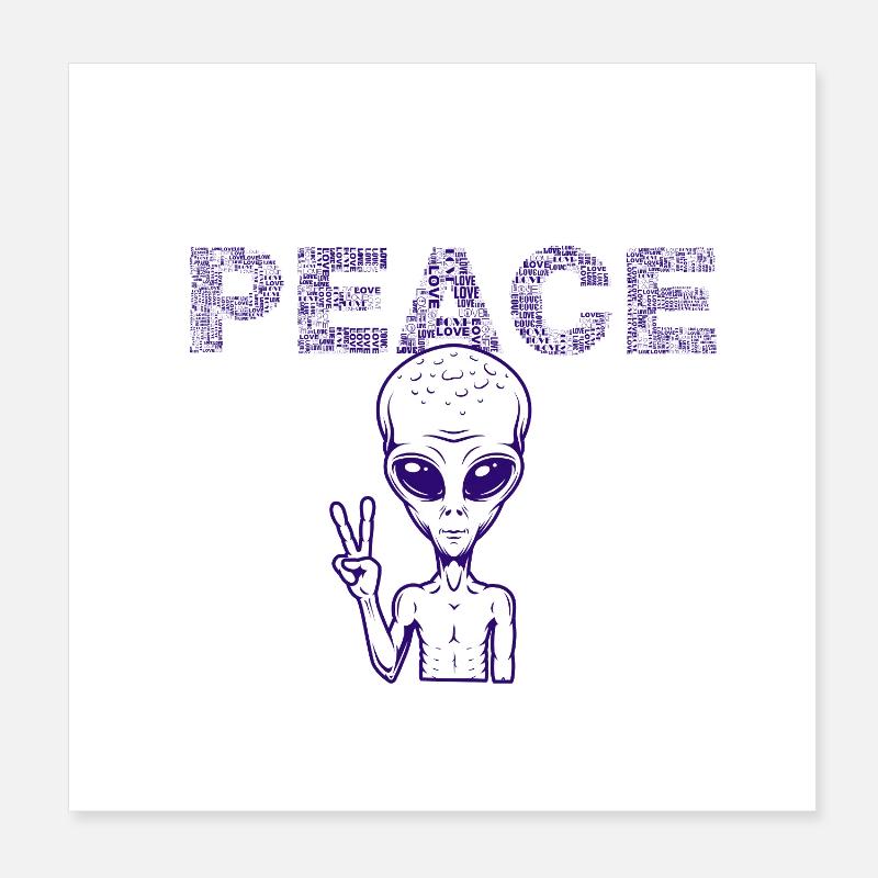 Friedensalien Peacezeichen - Poster 20x20 cm - Weiß