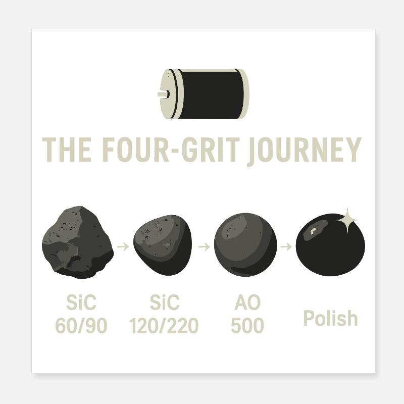 The Four-Grit Journey: Stone Polish Process Poster 8" x 8" (20x20 cm)
