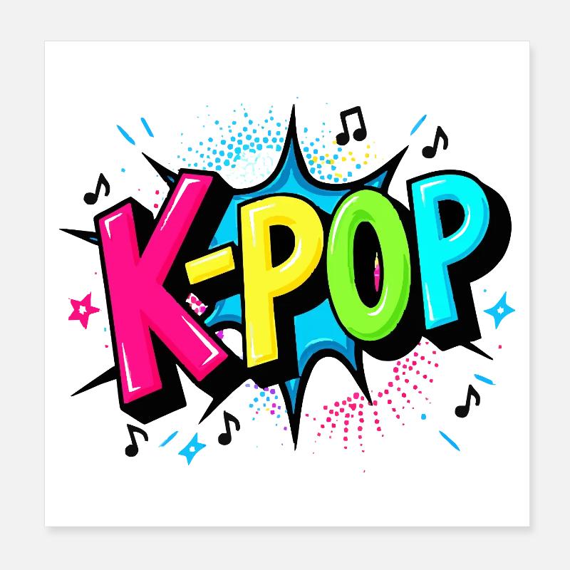 K-Pop Power - Conception de ventilateur coloré Poster 20 x 20 cm