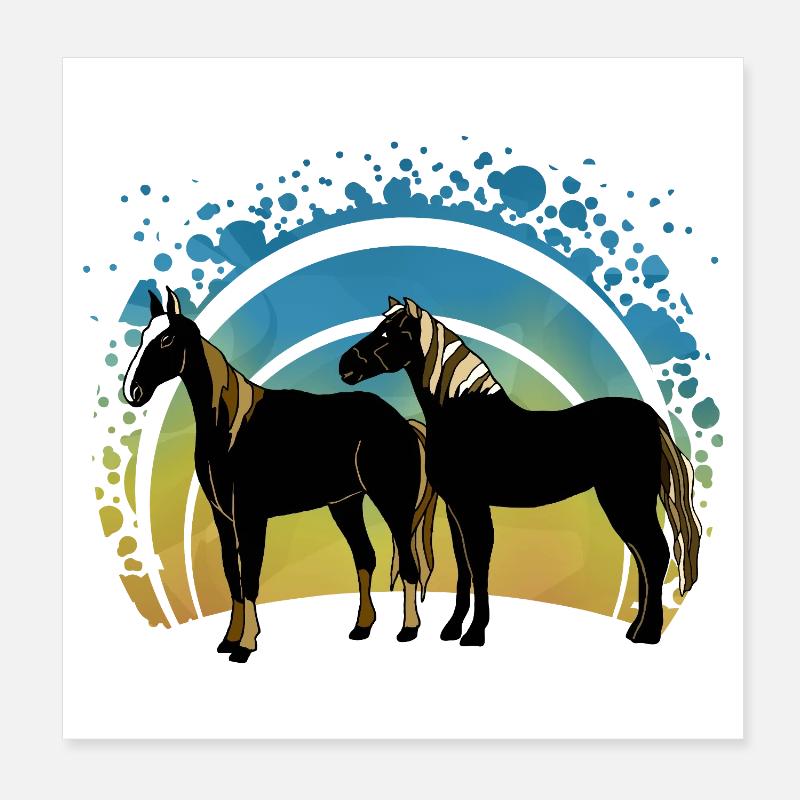 Horses Poster 8" x 8" (20x20 cm)