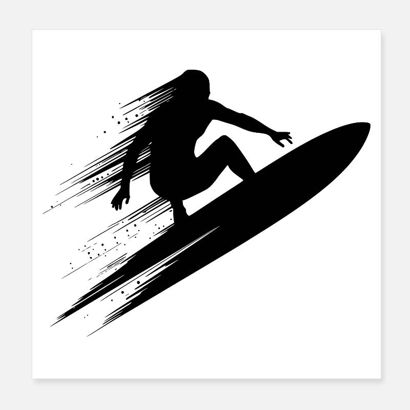Surfeur Art Surfer Illustration Poster 20 x 20 cm