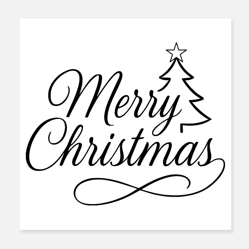 Elegantly curved Merry-Christmas lettering Poster 8" x 8" (20x20 cm)