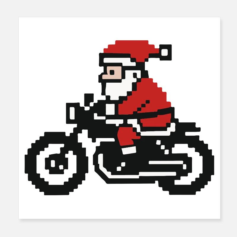Pull de Noël moche – Père Noël dans le style Retro Pixel - Poster 20 x 20 cm - blanc