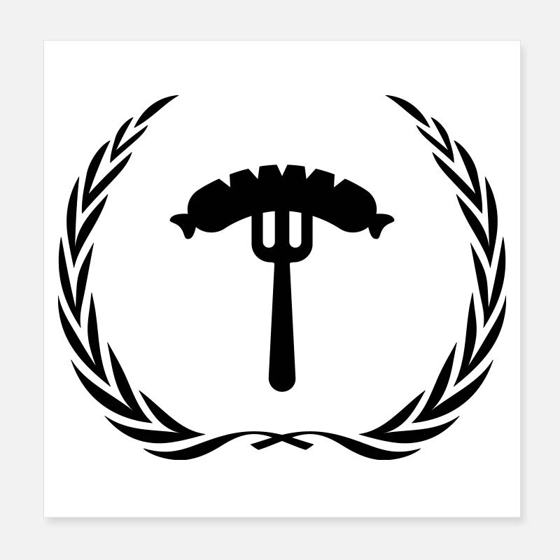 Sausage, fork, sausage Poster 8" x 8" (20x20 cm)