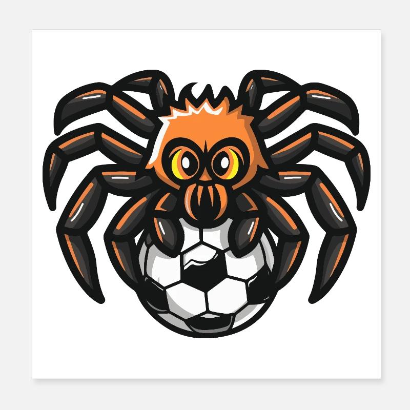 Spider on soccer ball Poster 8" x 8" (20x20 cm)