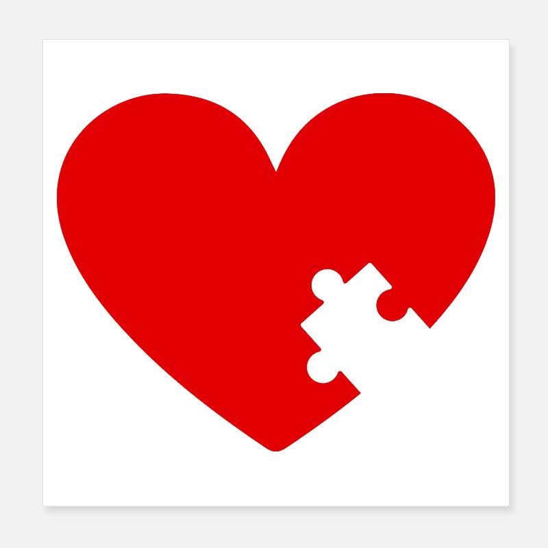 Heart puzzle lover gift idea Poster 8" x 8" (20x20 cm)