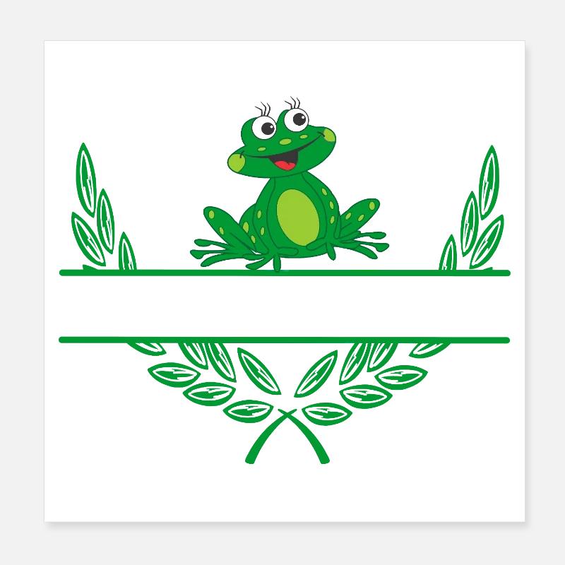 Frog Laurel Wreath with Namespace Poster 8" x 8" (20x20 cm)