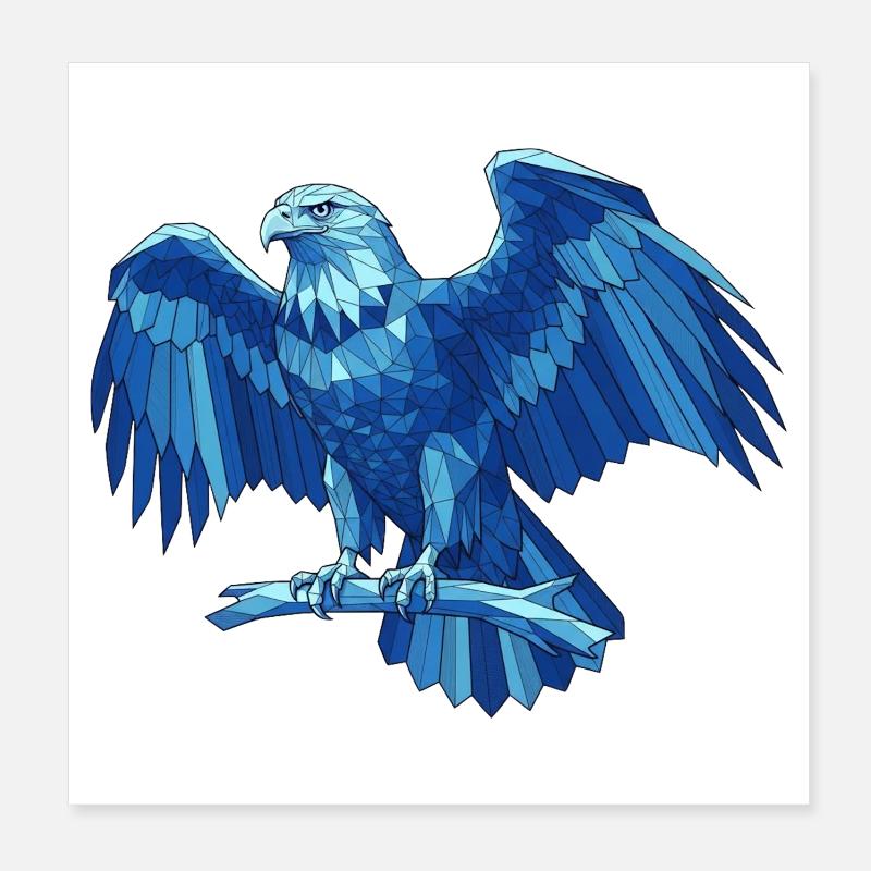 Aigle bleu géométrique avec épée Poster 20 x 20 cm