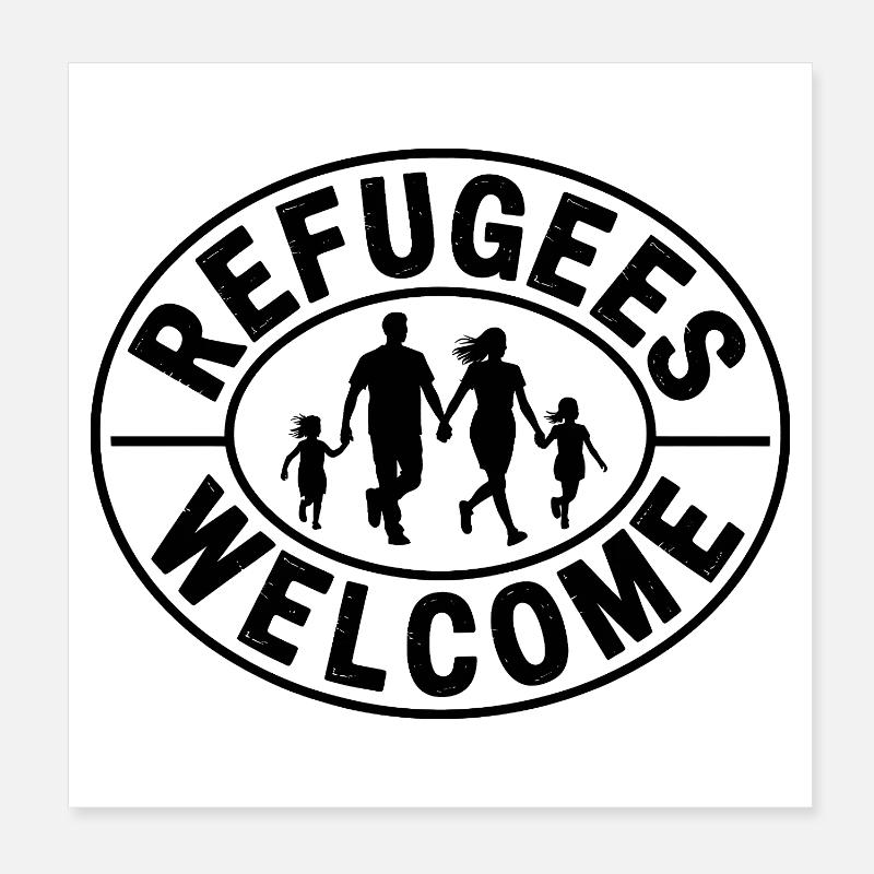 Refugees Welcome - Antifascist Merch Poster 8" x 8" (20x20 cm)