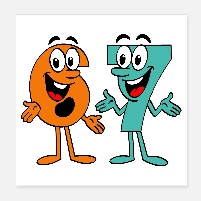 Six Sept Dessins animés Poster 20 x 20 cm